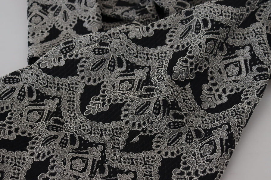 Black Gray Jacquard Sheath Bodycon Dress