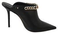 Thumbnail for Elegant Black Gold Leather Pumps