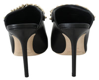 Thumbnail for Elegant Black Gold Leather Pumps