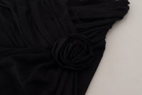 Thumbnail for Elegant Black Sheath Wrap Wool Dress