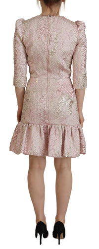Thumbnail for Elegant Pink Jacquard Midi Sheath Dress