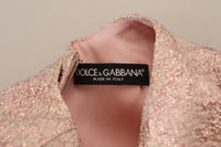 Thumbnail for Elegant Pink Jacquard Midi Sheath Dress