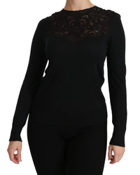 Thumbnail for Elegant Silk-Blend Black Lace Blouse