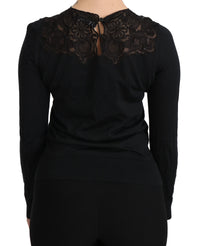 Thumbnail for Elegant Silk-Blend Black Lace Blouse