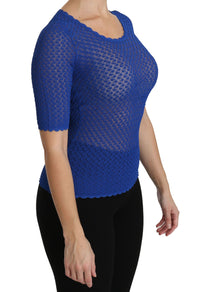 Thumbnail for Elegant Blue Sheer Blouse