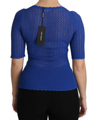Thumbnail for Elegant Blue Sheer Blouse