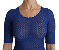 Thumbnail for Elegant Blue Sheer Blouse