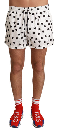 Thumbnail for White Polka Dots Beachwear Shorts Swimwear