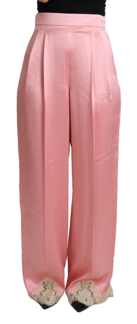 Thumbnail for Silk Blend Satin Wide-Leg Pants in Pink