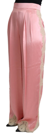 Thumbnail for Silk Blend Satin Wide-Leg Pants in Pink