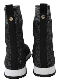 Thumbnail for Elegant Knitted Lurex Sneakers in Black and Silver