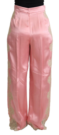 Thumbnail for Silk Blend Satin Wide-Leg Pants in Pink