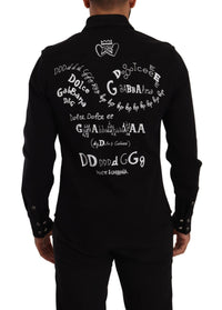 Thumbnail for Black Slim Cotton Denim Stretch Shirt