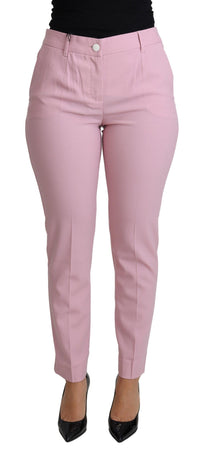 Thumbnail for Elegant Pink High-Waisted Wool Trousers