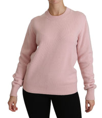 Thumbnail for Cashmere-Blend Pink Crew Neck Sweater