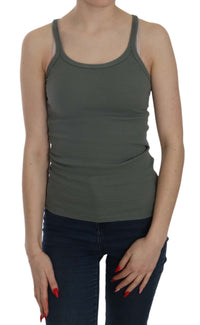Thumbnail for Elegant Round Neck Sleeveless Green Cotton Blouse