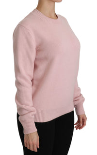 Thumbnail for Cashmere-Blend Pink Crew Neck Sweater