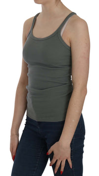 Thumbnail for Elegant Round Neck Sleeveless Green Cotton Blouse