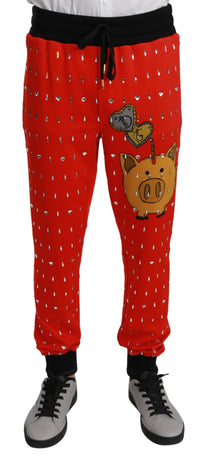 Thumbnail for Chic Red Piggy Bank Print Sweatpants