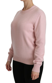 Thumbnail for Cashmere-Blend Pink Crew Neck Sweater