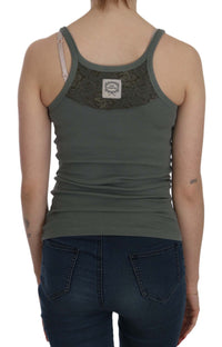 Thumbnail for Elegant Round Neck Sleeveless Green Cotton Blouse