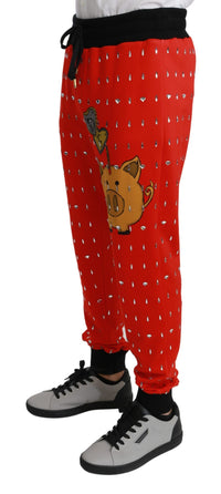 Thumbnail for Chic Red Piggy Bank Print Sweatpants