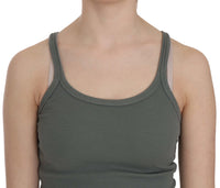 Thumbnail for Elegant Round Neck Sleeveless Green Cotton Blouse