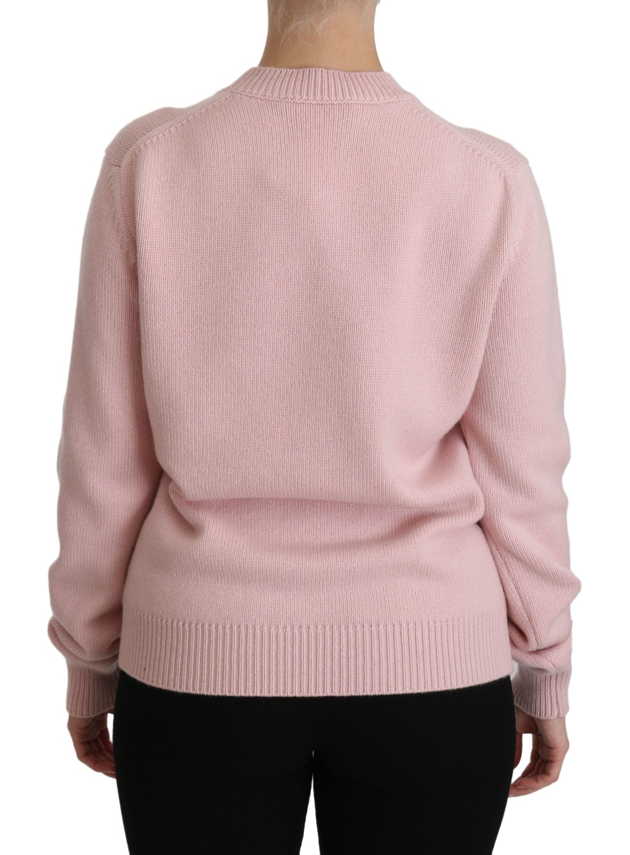 Cashmere-Blend Pink Crew Neck Sweater