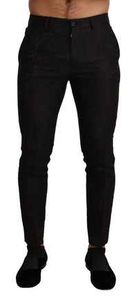 Thumbnail for Elegant Black Floral Brocade Dress Pants
