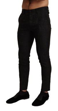 Thumbnail for Elegant Black Floral Brocade Dress Pants