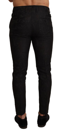 Thumbnail for Elegant Black Floral Brocade Dress Pants