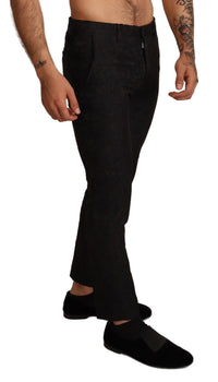 Thumbnail for Elegant Black Floral Brocade Dress Pants