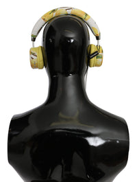 Thumbnail for Chic White Leather Headphones with Yellow Print