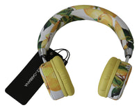 Thumbnail for Chic White Leather Headphones with Yellow Print