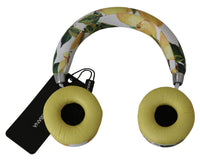 Thumbnail for Chic White Leather Headphones with Yellow Print