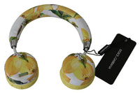 Thumbnail for Chic White Leather Headphones with Yellow Print