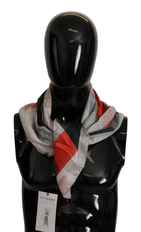 Thumbnail for Gray Red Silk Shawl Foulard Wrap Scarf