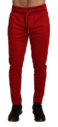 Thumbnail for Elegant Red Casual Sweatpants with Logo Plaque