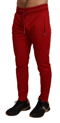 Thumbnail for Elegant Red Casual Sweatpants with Logo Plaque