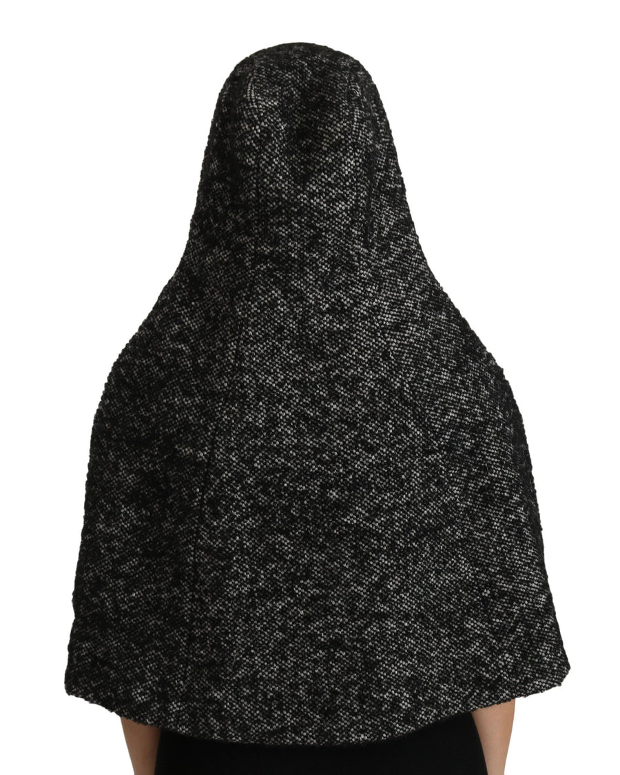 Gray Tweet Wool Shoulder Hat Hooded Scarf