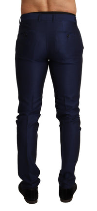 Thumbnail for Elegant Navy Slim Fit Men's Wool Trousers