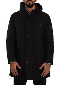 Thumbnail for Elegant Black Parka Hooded Jacket