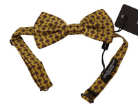 Thumbnail for Yellow Patterned Silk Adjustable Neck Papillon Bow Tie