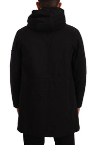Thumbnail for Elegant Black Parka Hooded Jacket