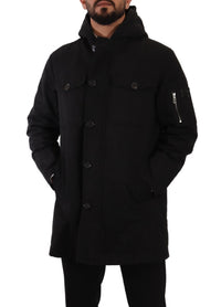 Thumbnail for Elegant Black Parka Hooded Jacket