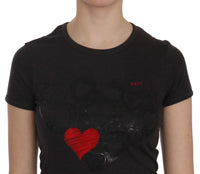 Thumbnail for Black Hearts Print Crew Neck Blouse