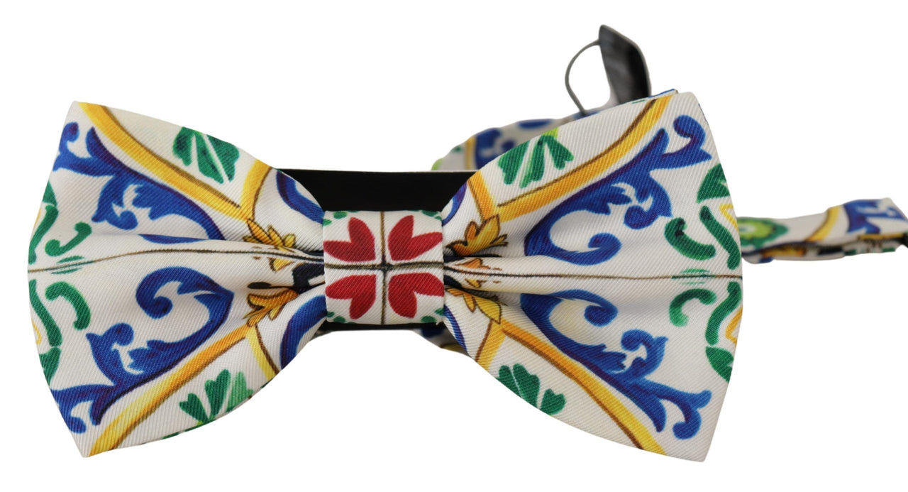 Elegant Majolica Print Silk Bow Tie