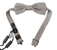 Thumbnail for Silver Gray 100% Silk Adjustable Neck Papillon Bow Tie