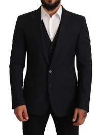 Thumbnail for Elegant Dark Blue Wool Blend Martini Suit
