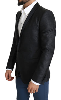 Thumbnail for Elegant Black Jacquard Slim Fit Blazer